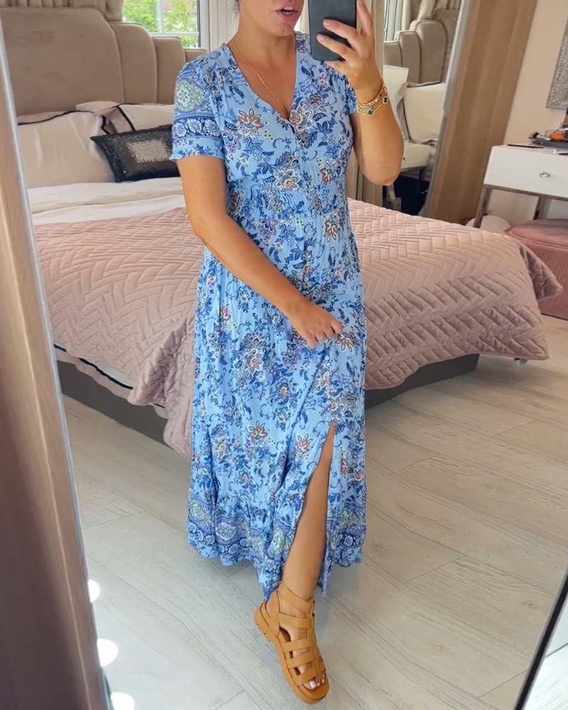 Ophelia | Vestido de Impresión Floral con Escote en V