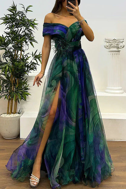 Aurora | Impresionante Vestido Maxi Off-Shoulder