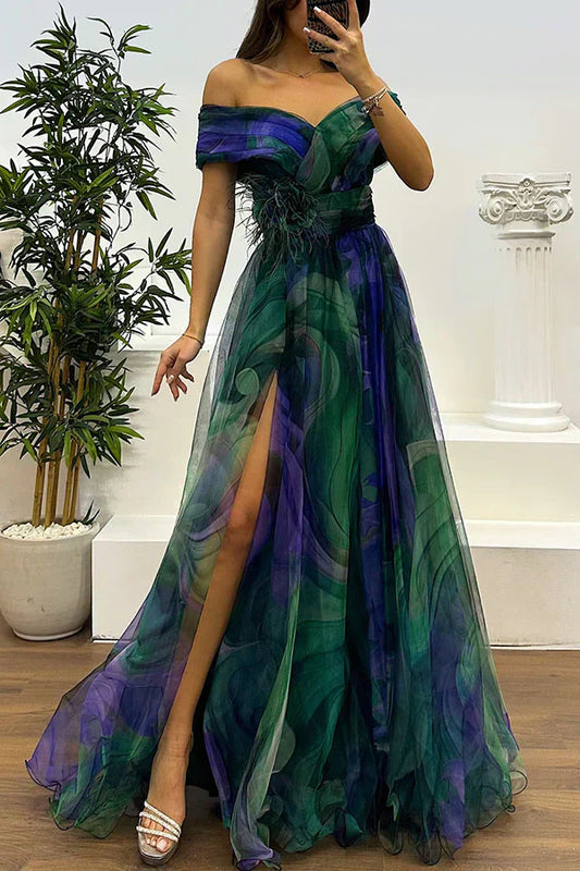 Aurora | Impresionante Vestido Maxi Off-Shoulder