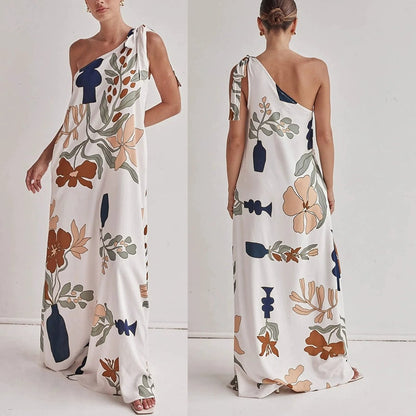 MILLIE – VESTIDO MAXI IMPRESO DE UN HOMBRO