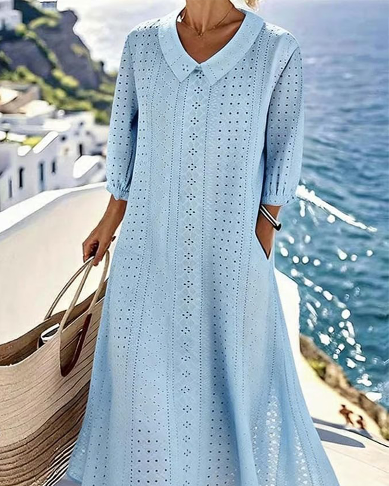 OTOÑO – VESTIDO MIDI ELEGANTE CON DETALLES DE BORDADO