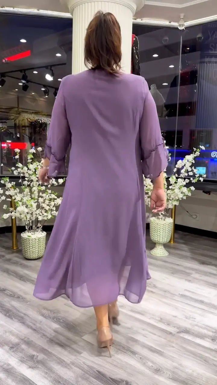 SAMARA – VESTIDO SUELTO DE CHIFÓN EN COLOR SÓLIDO PARA MUJERES