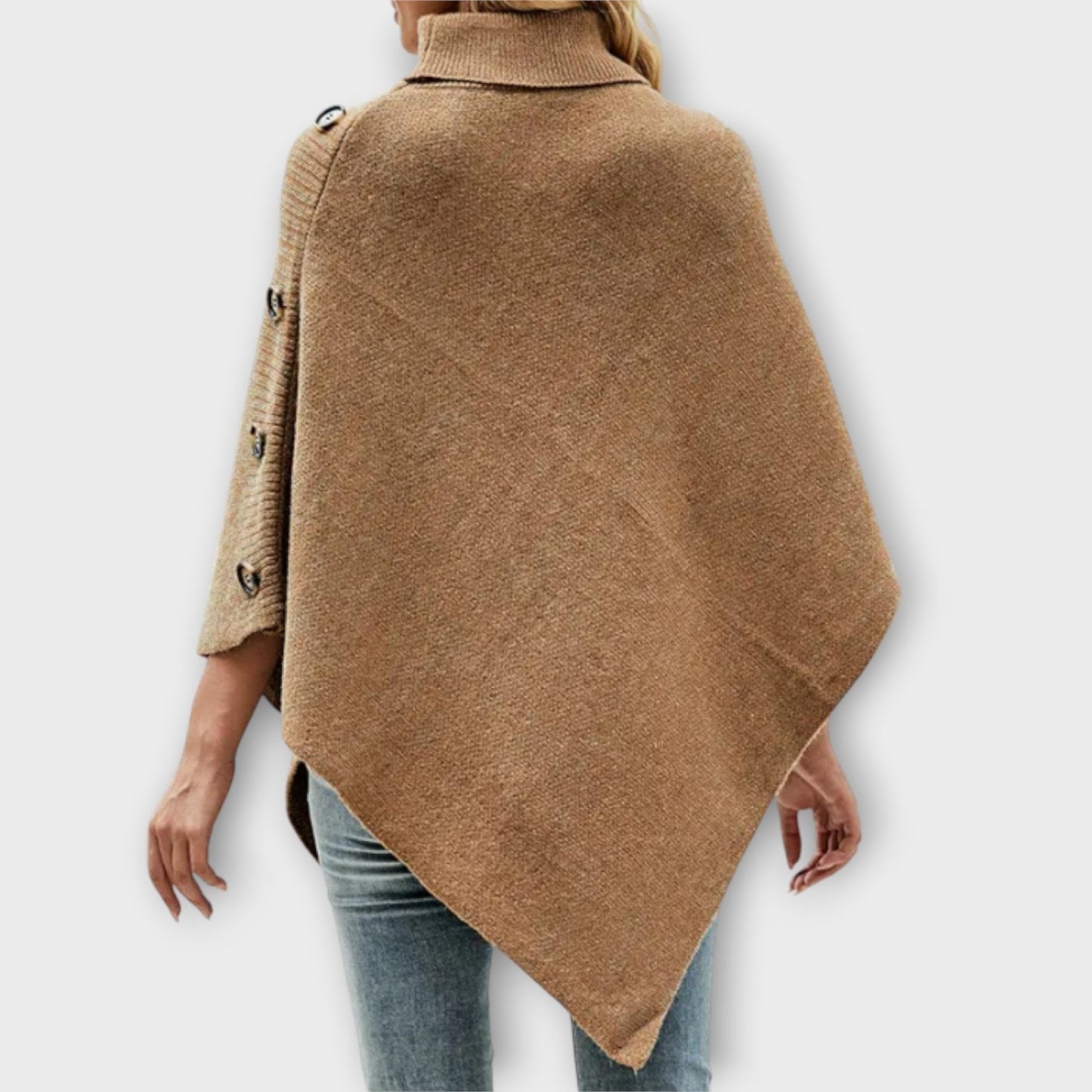 Poncho de Punto Suave con Detalles de Botones