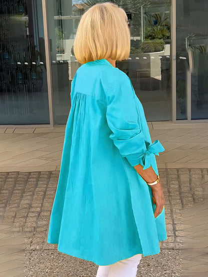 Elliora - Chaqueta de Camisa de Algodón con Espalda Fruncida