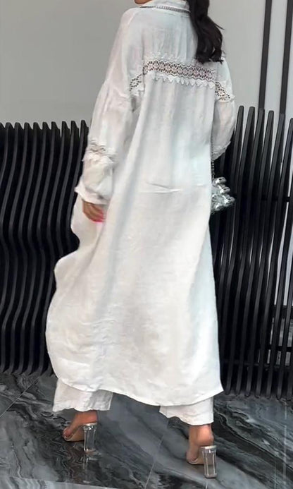 Conjunto de Top y Pantalones de Manga Larga con Dobladillo Irregular