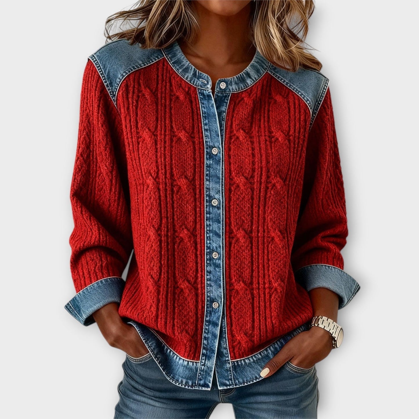 Camisa de Botones con Acabado en Denim