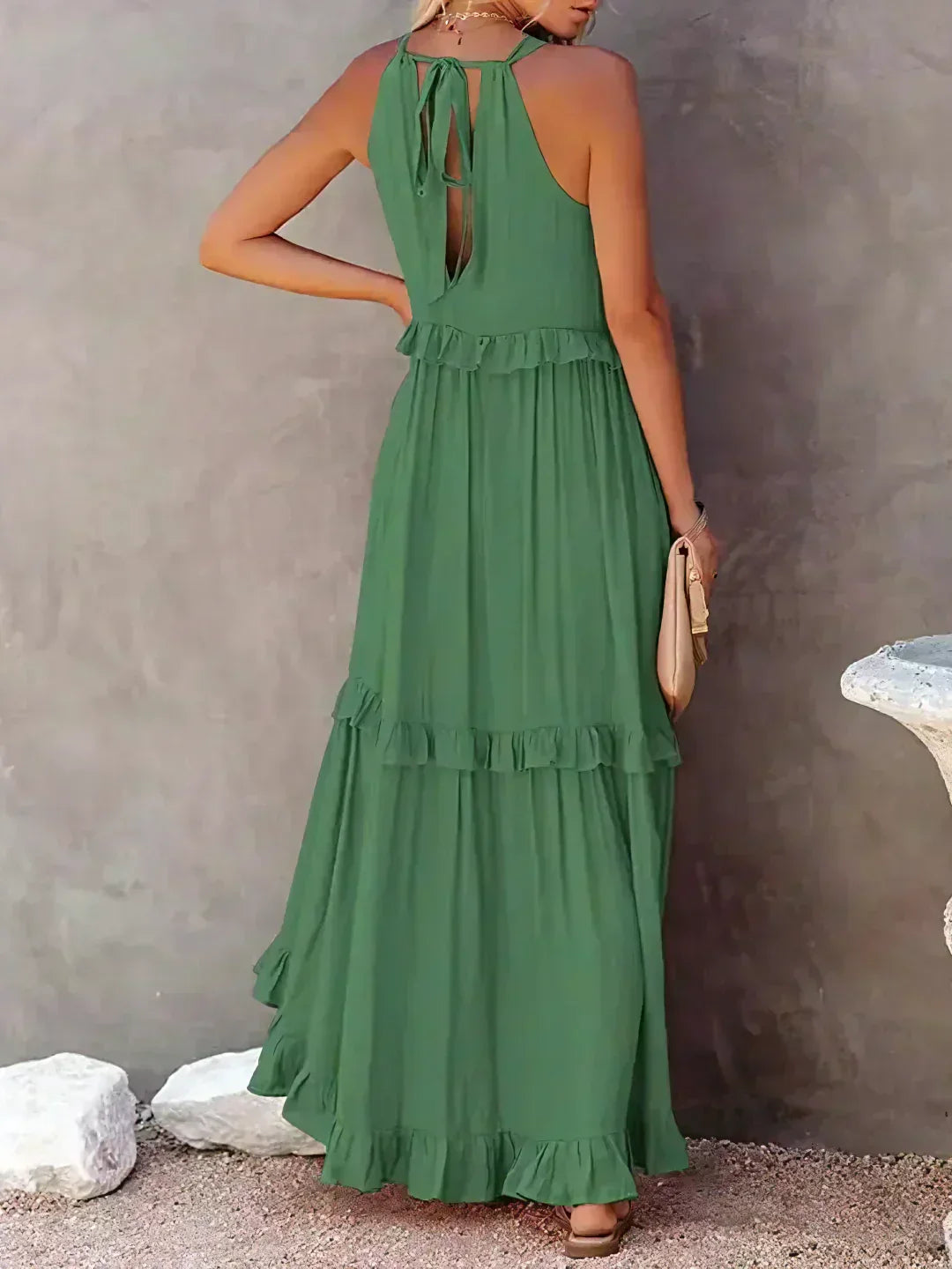 Ilona - Vestido Halter con Volantes y Bolsillos Maxi