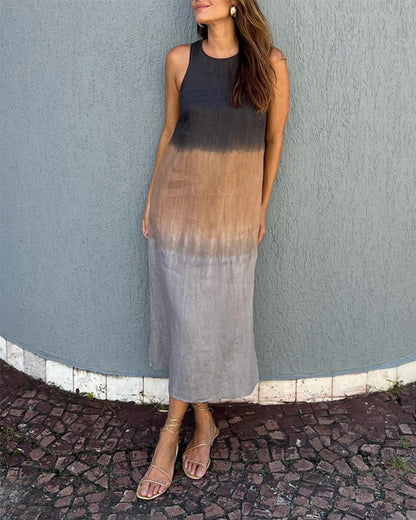 Melanie | Vestido Sin Mangas de Lino Ombre