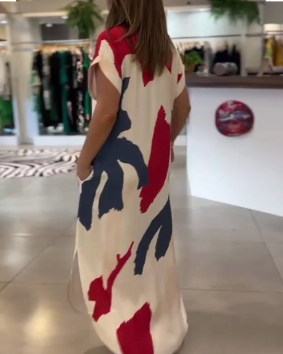 Vestido Impreso de Manga Corta
