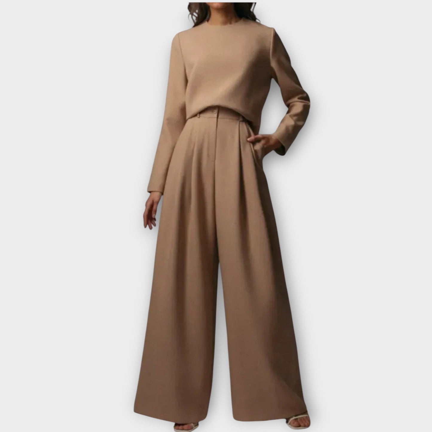 Conjunto Elegante de Dos Piezas con Pantalones Amplios