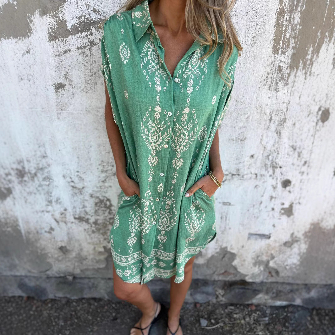 Sue - Vestido Casual de Corte Suelto con Mangas Cortas