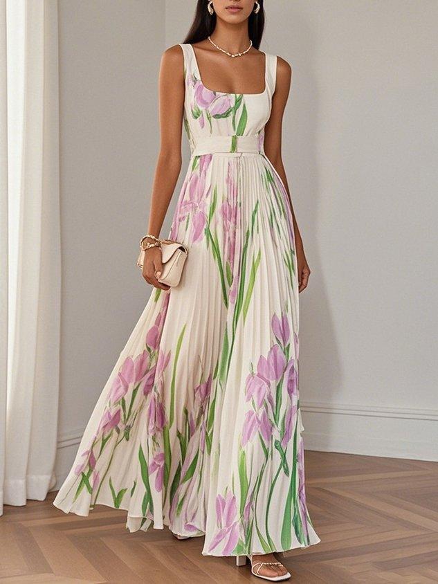 Vestido Largo Plisado en Muselina - Elegancia Atemporal