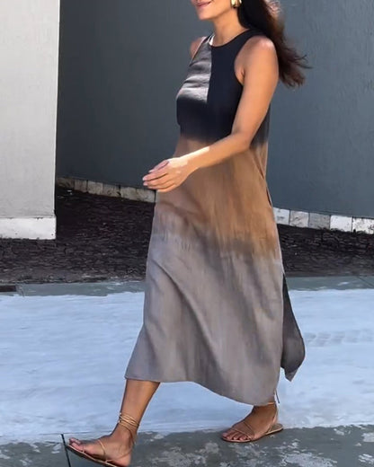 Melanie | Vestido Sin Mangas de Lino Ombre