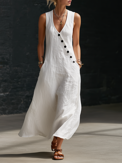 Robe Maxi Donna Bottonata Fluida - Eleganza Minimalista Quotidiana