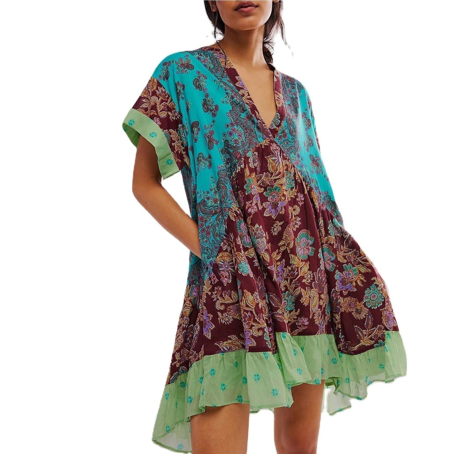 Vestido Bohemio Cuello en V - Elegancia Atemporal