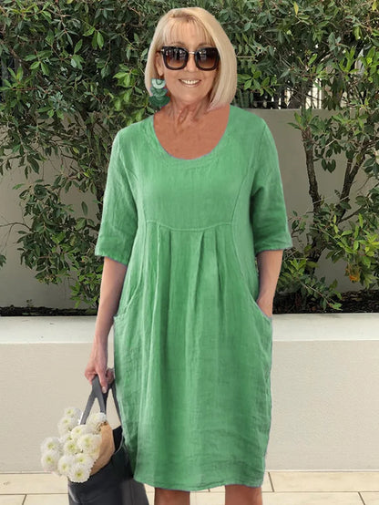 Noara - Vestido Túnica de Algodón Casual con Bolsillos