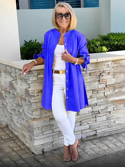 Elliora - Chaqueta de Camisa de Algodón con Espalda Fruncida