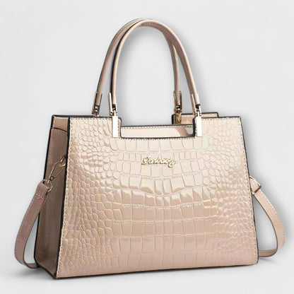 Bolso de Mano con Patrón de Cocodrilo Brillante