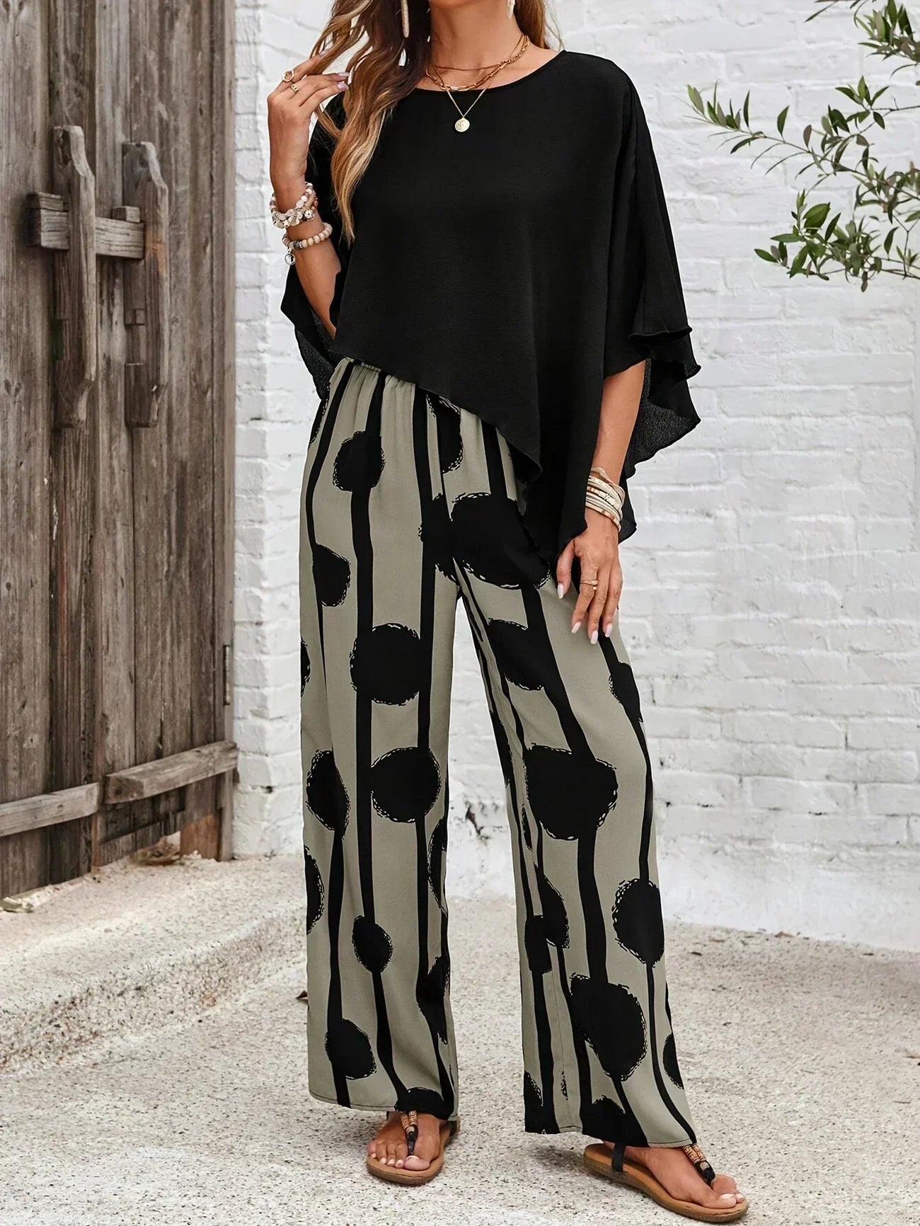 AALIYAH – CONJUNTO DE DOS PIEZAS CON CINTURA ELÁSTICA CÓMODA