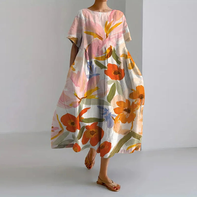 Wren - Vestido fluido con estampado de flores frescas elegante