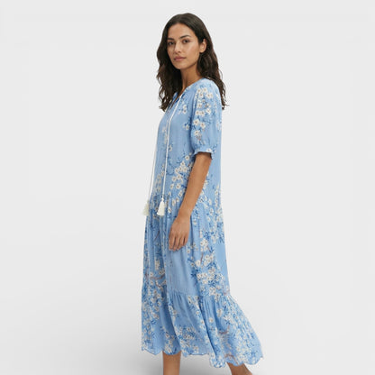 Vestido Maxi Boho Escote Pico