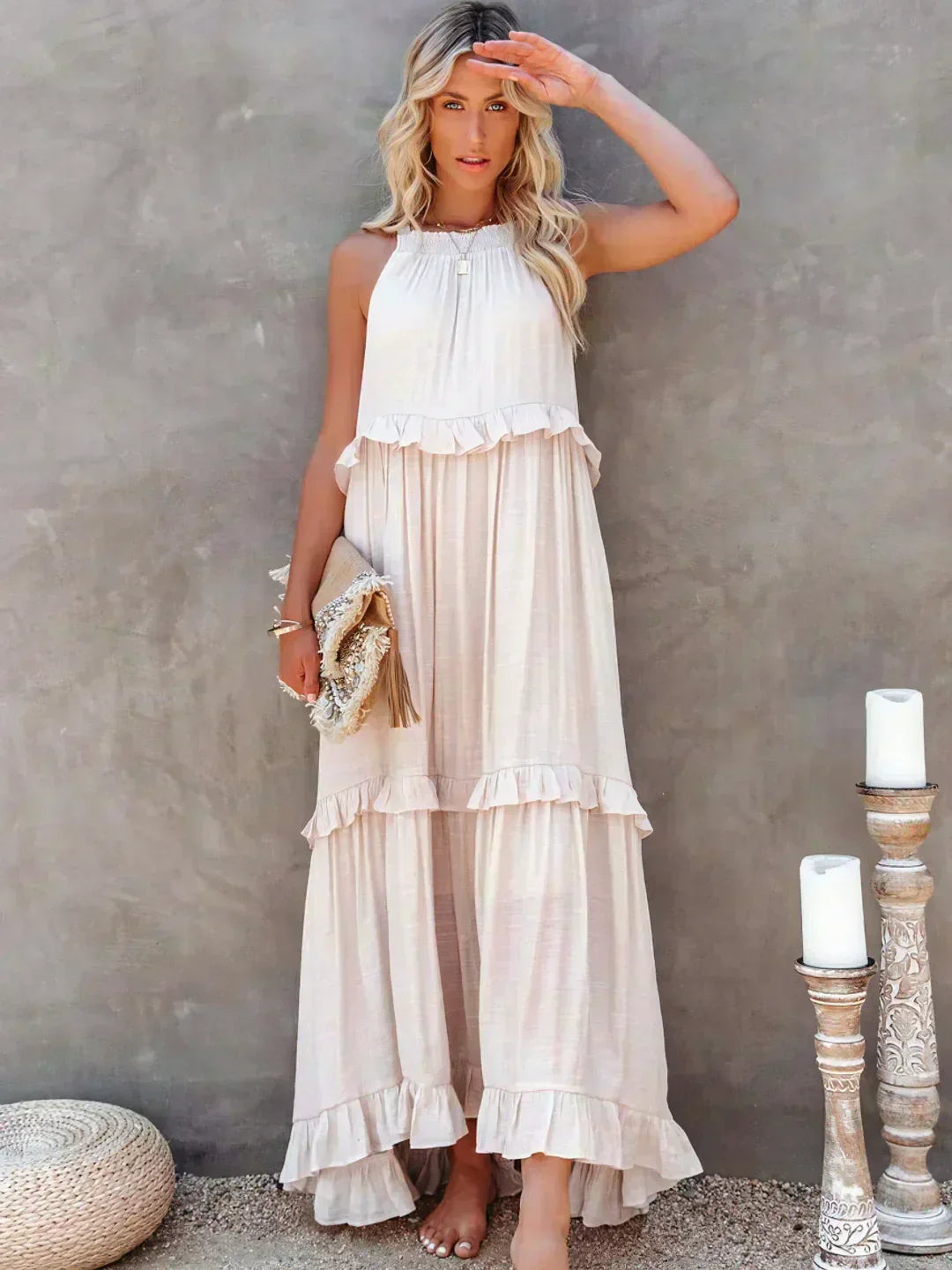 Landry - Vestido sin mangas con volantes chic
