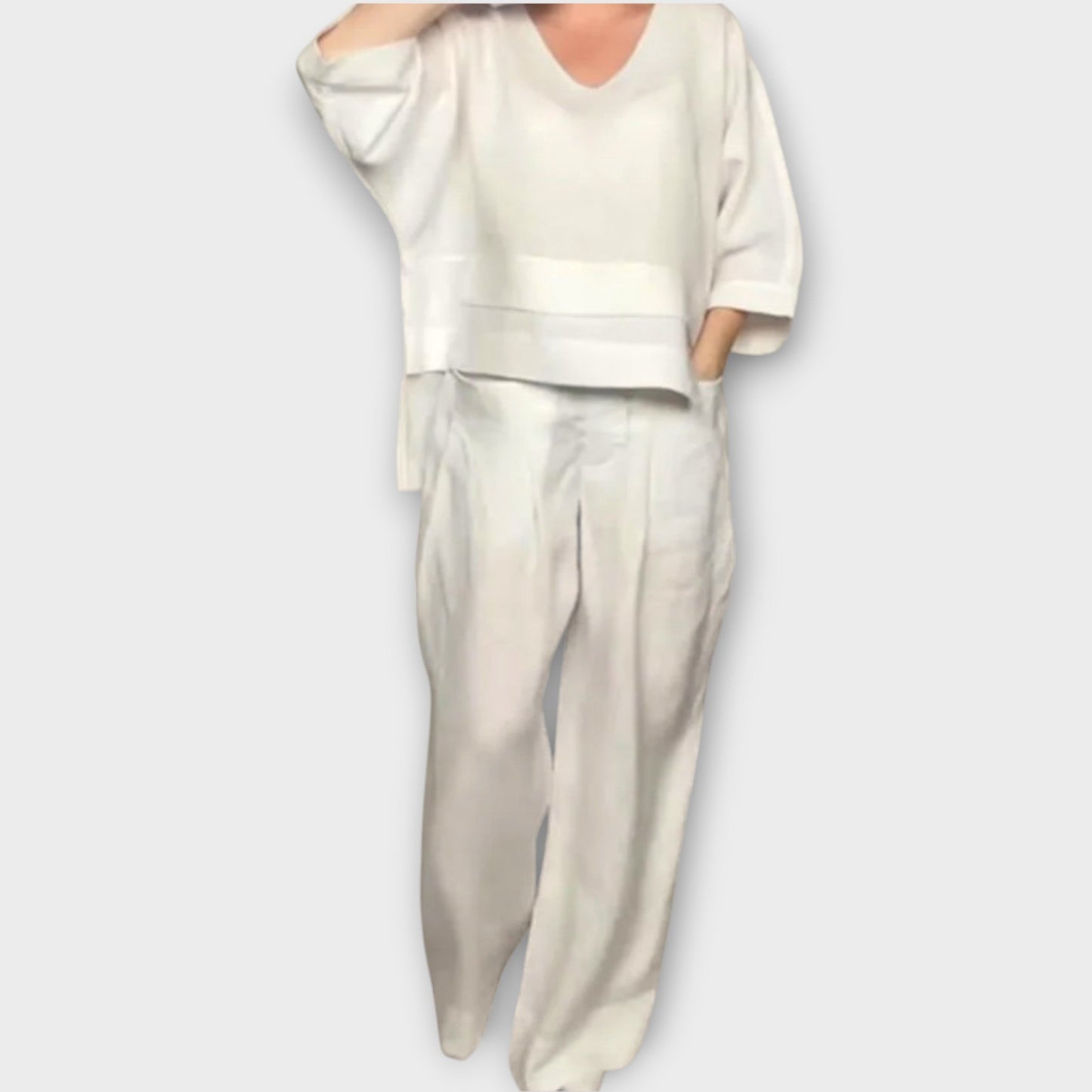 Conjunto de Lounge de Dos Piezas con Pierna Ancha y Ajuste Relajado