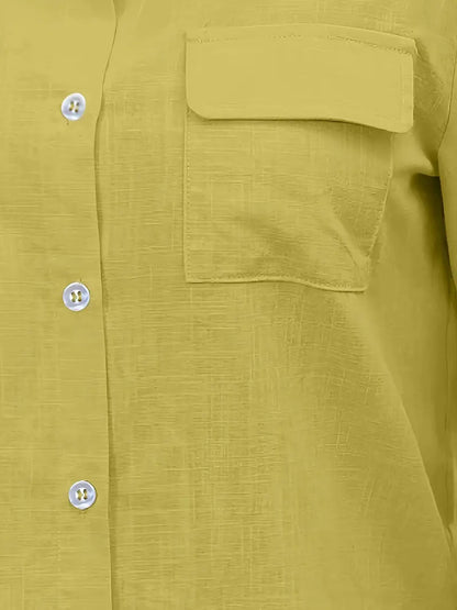 Athena - Camisa de Algodón con Bolsillos Frontales