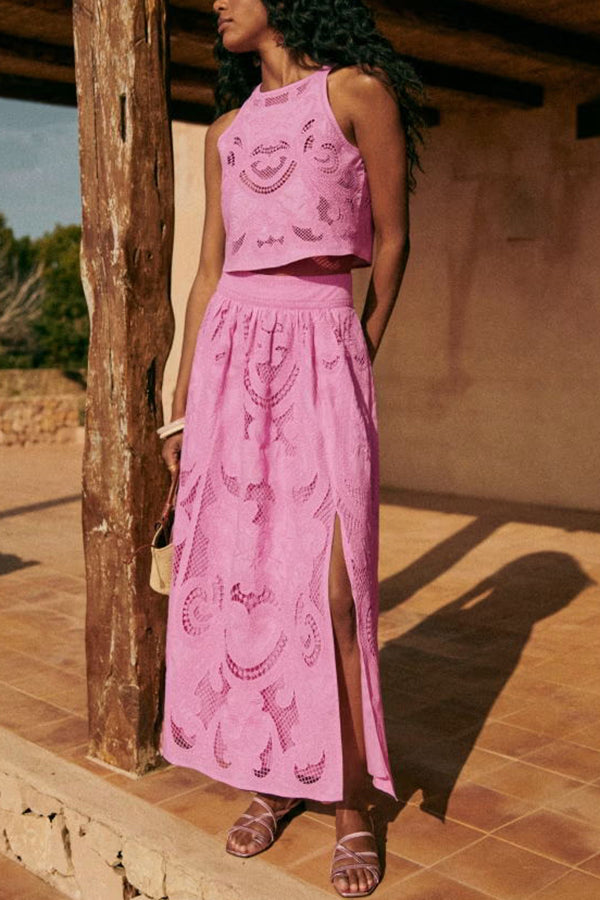 Conjunto de Encaje Rosa Moise