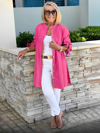 Elliora - Chaqueta de Camisa de Algodón con Espalda Fruncida