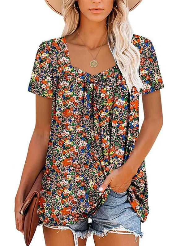 VICKY | TOP CON MANGAS CORTAS Y ESTAMPADO