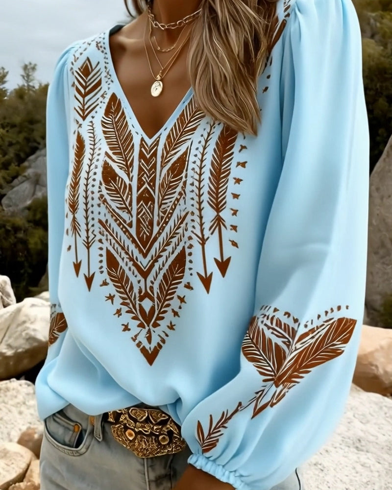 Blusa de Mangas Abullonadas y Corte Holgado