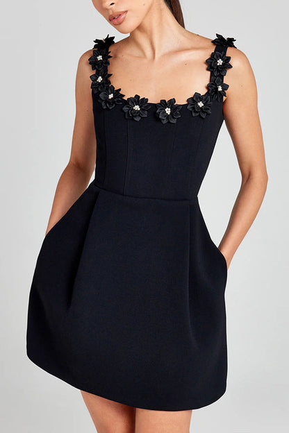 Cindy | Vestido Mini Femenino con Aplicaciones Florales