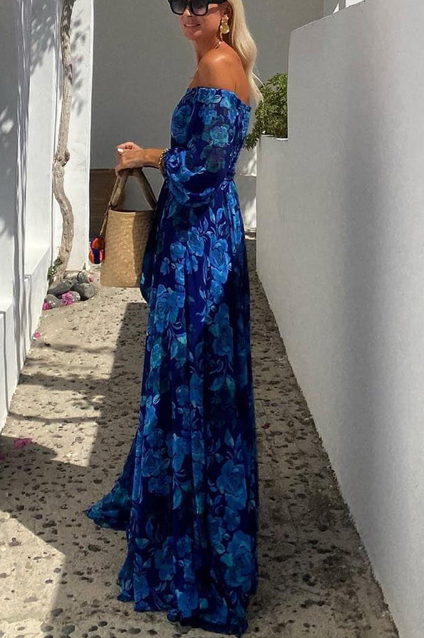 Calista | Vestido Maxi Floral con Hombros Descubiertos