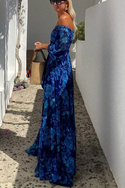 Calista | Vestido Maxi Floral con Hombros Descubiertos