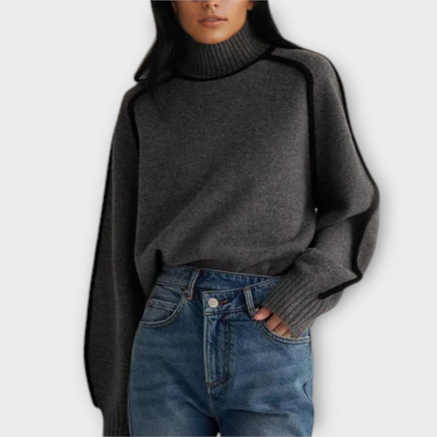 Brielle | Suéter de Cuello Alto de Mujer con Textura Acanalada | Suave y Estructurado
