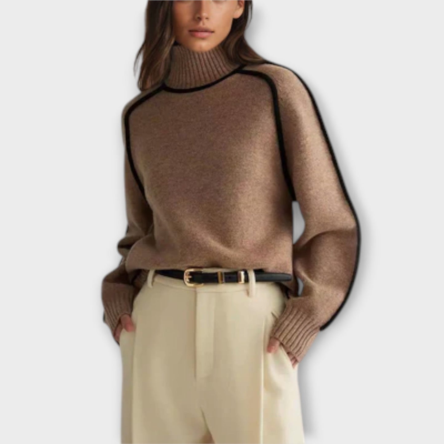 Brielle | Suéter de Cuello Alto de Mujer con Textura Acanalada | Suave y Estructurado