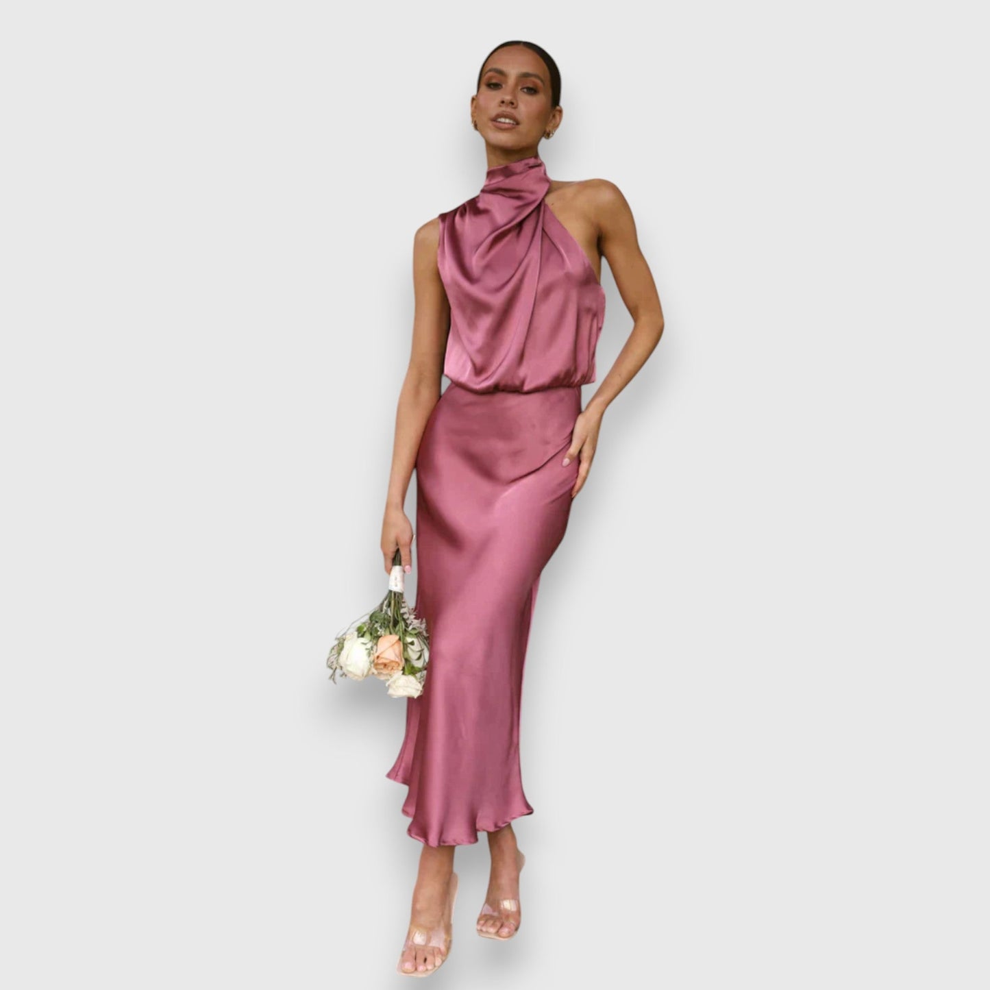 Daisy | Elegante Vestido de Satén con Escote Halter