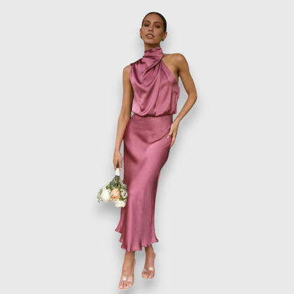 Daisy | Elegante Vestido de Satén con Escote Halter