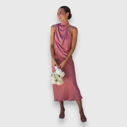 Daisy | Elegante Vestido de Satén con Escote Halter
