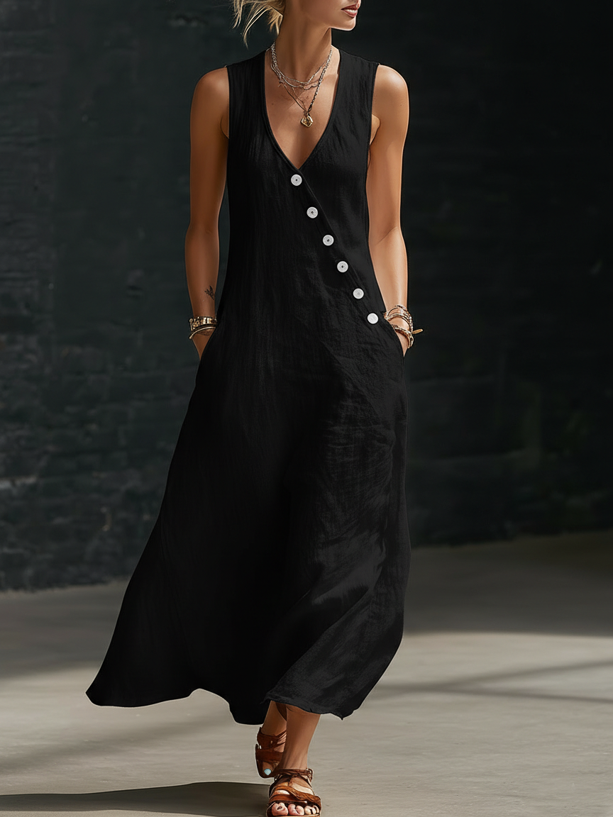 Robe Maxi Donna Bottonata Fluida - Eleganza Minimalista Quotidiana