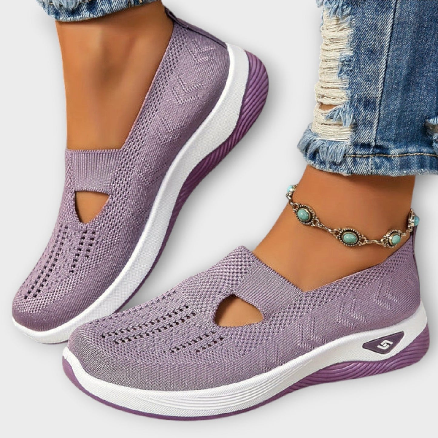 Zapatillas de paseo slip-on de malla confort