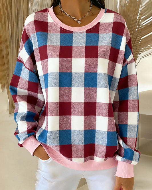 SERAPHINA – SUDADERA DE CUELLO REDONDO A CUADROS