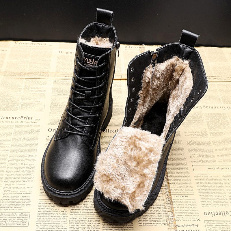 Botas de Cuero Negro Brillante