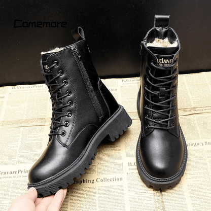 Botas de Cuero Negro Brillante
