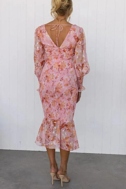 Isla - Vestido Midi con Volantes Florales