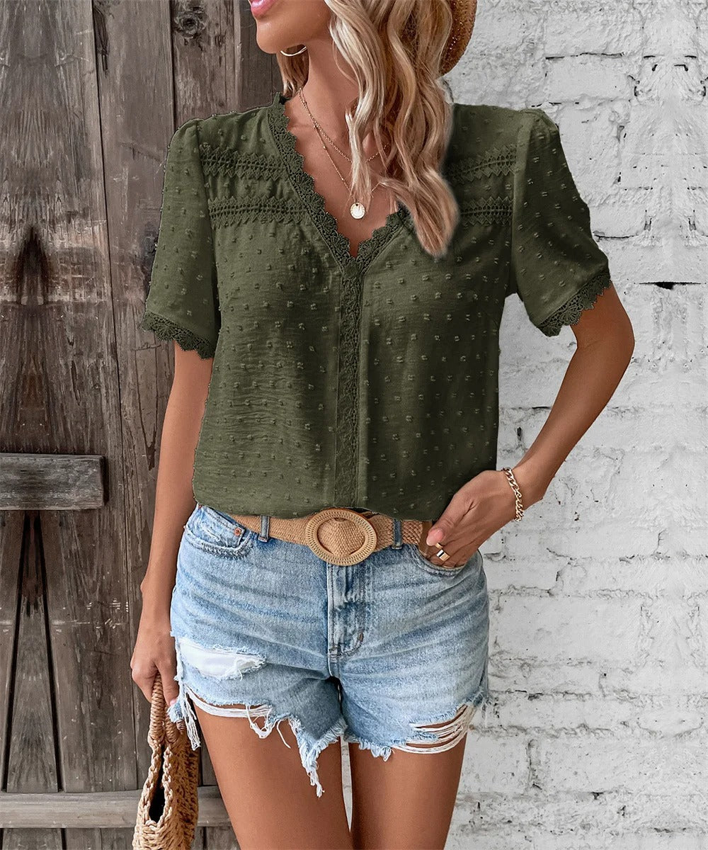 Maxine - Elegante Blusa de Verano con Escote en V