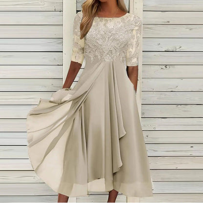 Scarlett™ - Vestido Midi con Mangas de Encaje