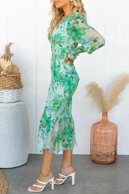 Melissa - Vestido Midi con Volantes Florales