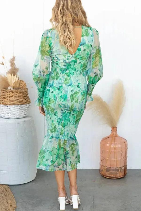 Melissa - Vestido Midi con Volantes Florales